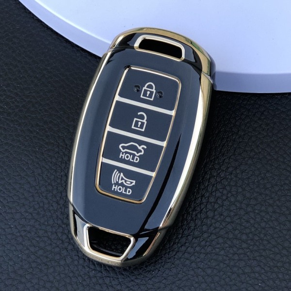 För Hyundai I30 Ix35 KONA Encino Solaris Azera Grandeur Ig Accent Santa Fe Palisade TPU Bilnyckel Fodral Nyckelskydd Nyckelring B grey rope buckle