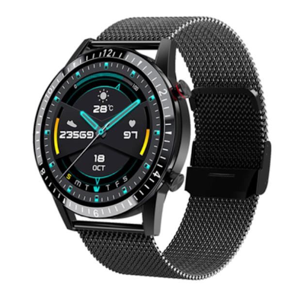 Pulsmätare Blodtryck Blodsyre Fjärrkontroll Fotografering Simningsklass Bluetooth-samtal Affärssamtal Smartklocka Black three steel