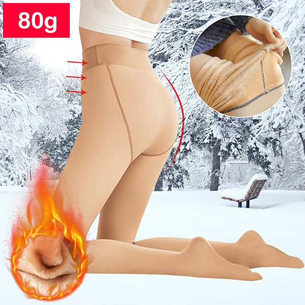 Vinter Varma Isolerade Tights Dam Leggings Elastiska Tjocka Fleece Tights Hög Midja Termiska Leggings Tights Hud-Transparent style 7- 80g One Size