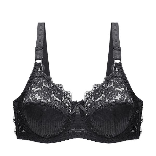 Dame BH uten vattering Blonde Bøyle Pluss Størrelse Stripe Ultratynn BH Stor Undertøy Black 44C