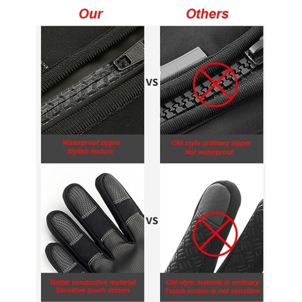 Vinterhandskar Herr Touchscreen Halkfria Unisex Vattentäta Vindtäta Varma Cykelhandskar Mode Dragkedja Sporthandskar Style5-Grey L