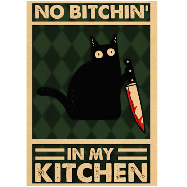 Söt Tecknad Svart Katt Kraftpapper Poster Affischer Väggkonst Målning Heminredning Bilder Vintage Roliga Husdjur Väggdekaler 30X21cm 74757