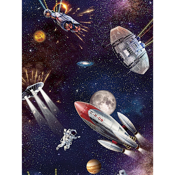 Outer Space Pimeässä Hohtava Tapetti Sininen Belgravia 8800
