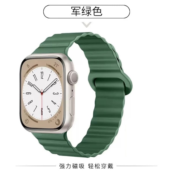 Kellon ranneke Apple Watch iWatch S10 -kellolle, kellotaulu: 42mm, armeijanvihreä