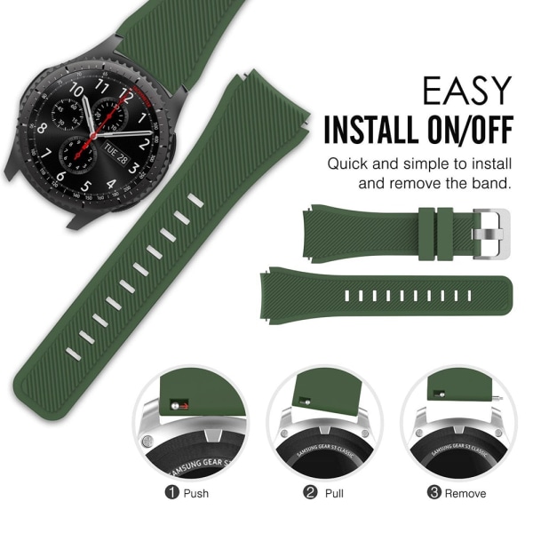 20mm 22mm Band för Samsung Galaxy Watch 4/Classic/3/46mm/42mm/Active 2 Gear S3/S2 Silicone Armband Huawei GT/2/GT2 Pro Trap Dark green 22mm