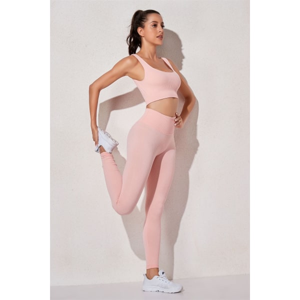 Yoga Suit Fitness Yoga Set Träningskläder Legging BH för kvinnor 3 pcs sets pink1 S