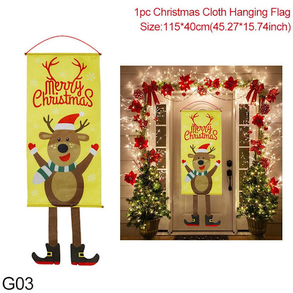 1 STK Jule Veranda Dør Banner Julemand Snemand Glædelig Jul Hængende Flag Julepynt Til Boligindretning Navidad G04 christmas tree
