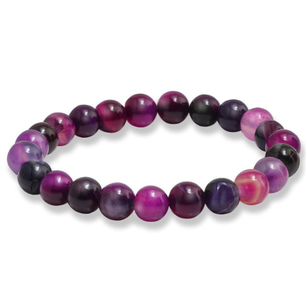 Charm Purple Agates Natural Weathered Gem Stone Bead Strand Women Stretch Armband Reiki Yoga smycken bästa vän present Pulseras 6mm Weathering White