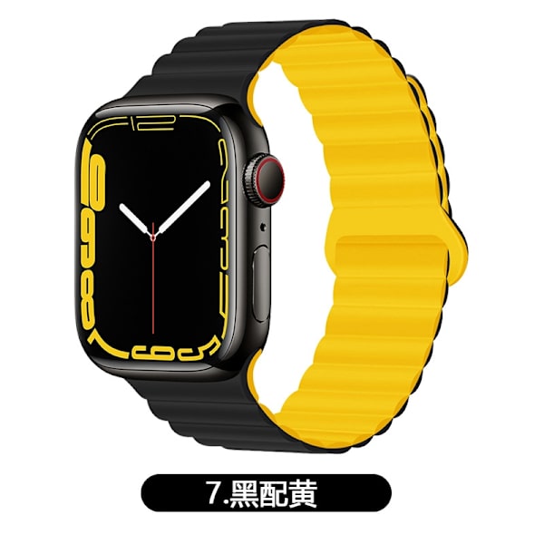 Kellon ranneke Apple Watch iWatch -kelloon Soveltuu: 10. sukupolvi 42mm 7 musta ja keltainen