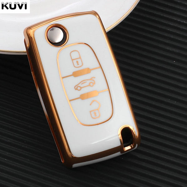 Uusi TPU-auton avaimenperäkotelon suojus Peugeot 107 206 207 307 308 406 -malleille Citroen Xsara Picasso C2 C3 C4 C5 C6 C8 -malleille, laukku 2 button Red