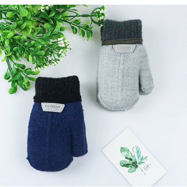 Lasten Käsineet Talvi Yhtenäinen Paksuuntuva Plus Velvet Halter Käsineet Lapsille Taapero Ulkona Pidä Lämpimänä Neulotut Lapaset Narulla A(1-3 Years)