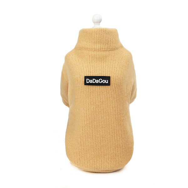 Lämmin vetoketjullinen villainen talvikissa lemmikkivaate Brown XL