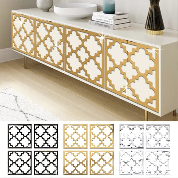 4 kpl/setti Geometrinen peili seinätarra Irrotettava itseliimautuva koti toimisto olohuone makuuhuone keittiö kaappi ontto koristeellinen tarra kultainen 15x15cm Golden 15x15cm