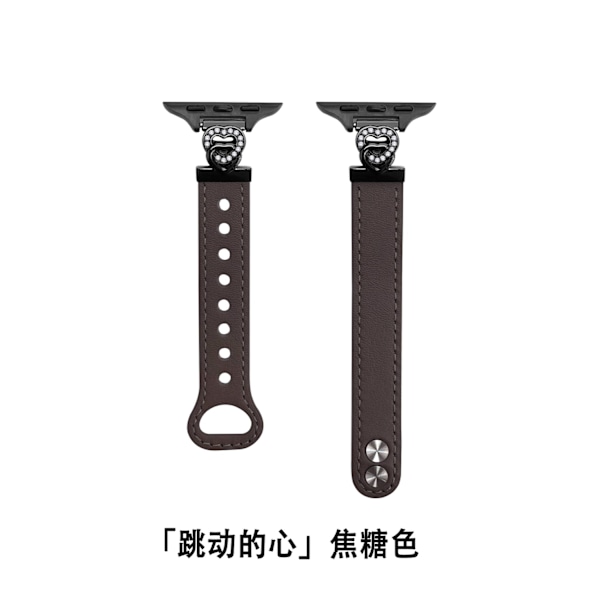 Klockarmband för Apple Watch iWatch 38/40/41 Rem Dubbelspänne Karamell Svart Hjärta
