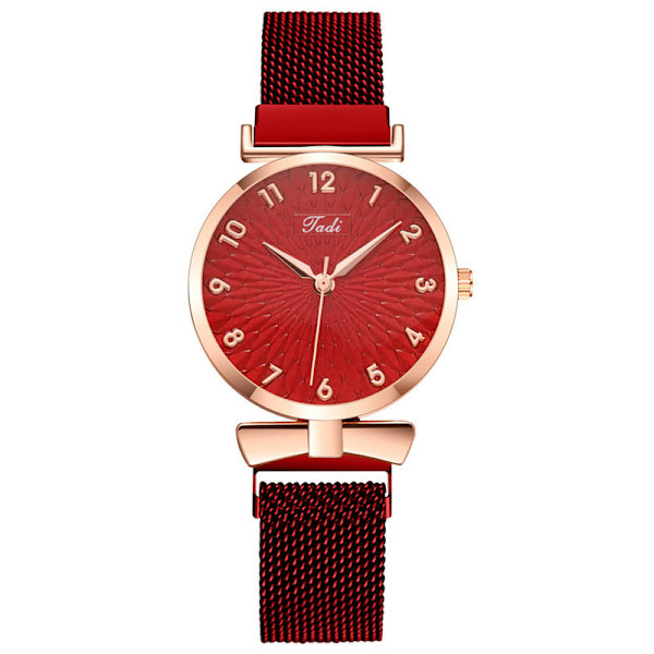 Damklocka Mode Lazybones Armband Damklocka Koreansk SOLROS Damklocka Red