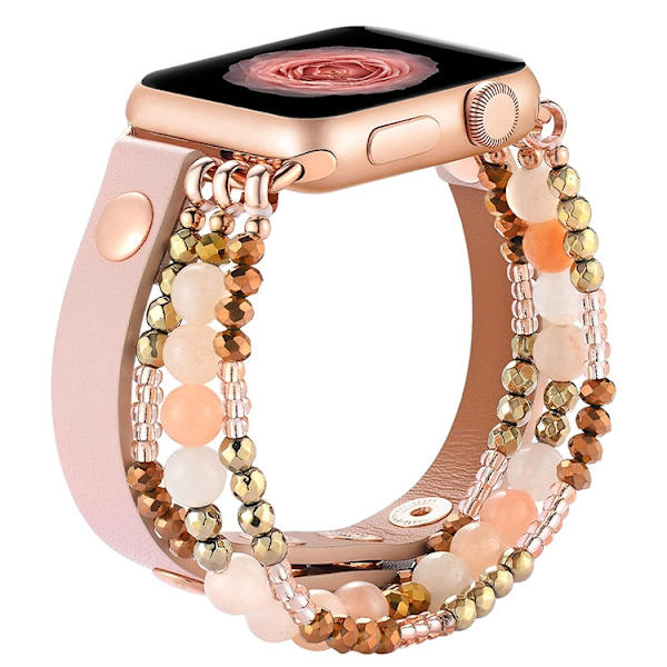 Klockarmband för Apple Watch iWatch 38-40-41mm Rosa Läder