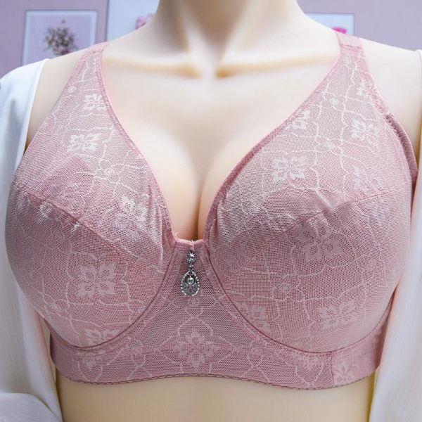 Push Up BH Full Coverage Bygel BH Underkläder för Kvinnor Bralette Sexig Plus Size BH E F Kupa Beige 46E