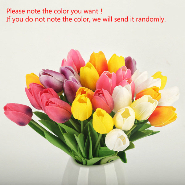 10 stk. kunstige blomster hagetulipaner ekte berøringsblomster tulipanbukett dekor Mariage for hjemmebryllupsdekorasjoner falsk blomst E-Red tulip