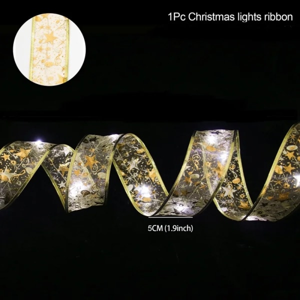 Jouluinen nauhavaloketju Hyvää Joulua Koristeet Kotiin 2023 Joulukoriste Joululahjat Uusi Vuosi 2024 Gold warm light 1M 10LED