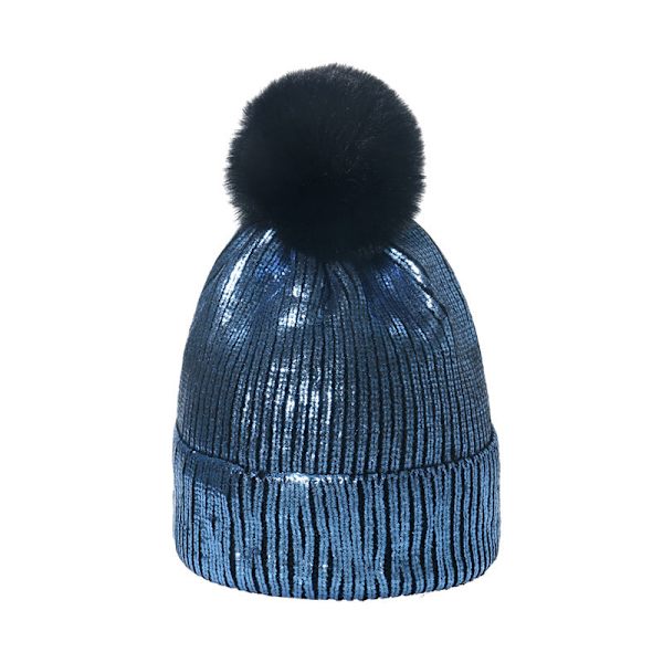 Kultainennoutaja Villapipo Värikäs Metallinen Hip-Hop Katu Tekoturkis Pallo Neulottu Hattu Miehille ja Naisille Color 58cm