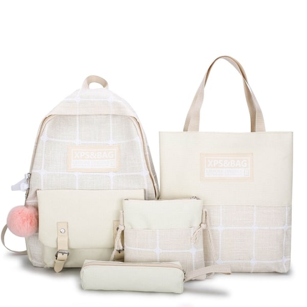 4 st/set Skolryggsäckar för damer Skolväska Daisy Canvas för tonårsflickor Student Bokväska Pojkar Portfölj Bolsas Mochilas Sac Ny B White backpacks