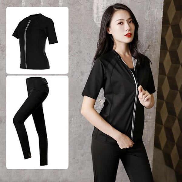 Yoga Set Sport Sweatshirt Träning Viktminskning Slim Svettning Bra Pants S