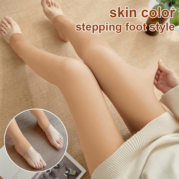 Vinter Varma Leggings Sexiga Smala Genomskinliga Tights Nylonstrumpbyxor Hög Midja Elastiska Tjocka Ullstrumpor Byxor Kvinnor Termiska Leggings Beige half foot 80g-Thin