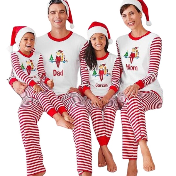 Julpyjamas Matchande Familj Pyjamas Vinter Varm Barn Vuxen Söt Jultomte Brevtryck Pyjamasset Sovkläder Nattkläder KID S