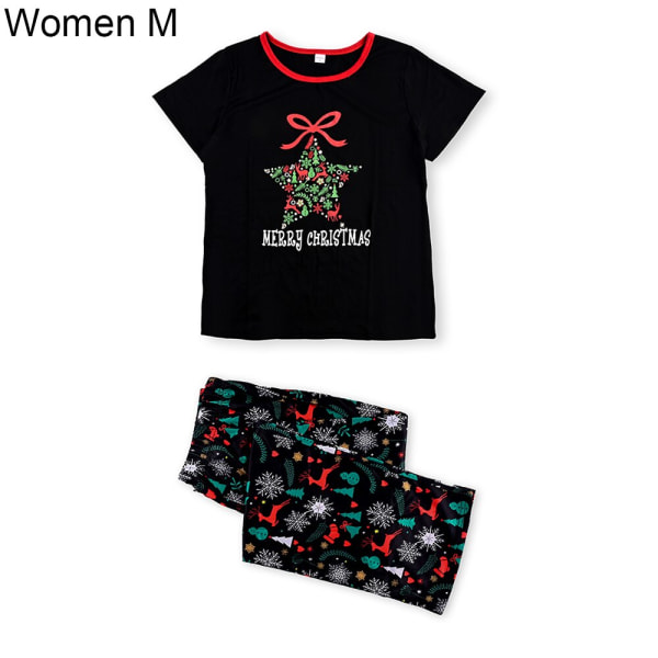 Julpyjamas Matchande familjepyjamas Förälder-barn Set Bär kortärmad T-shirt Byxor Snow Elk Nattkläder med tryck Kids 6-7Y