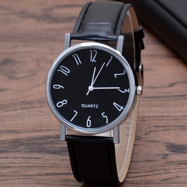 Gave Tre Øyne Herreklokke Herre Quartz Klokke Blått Lys Glass Rem Klokke Herreklokke C black surface black belt