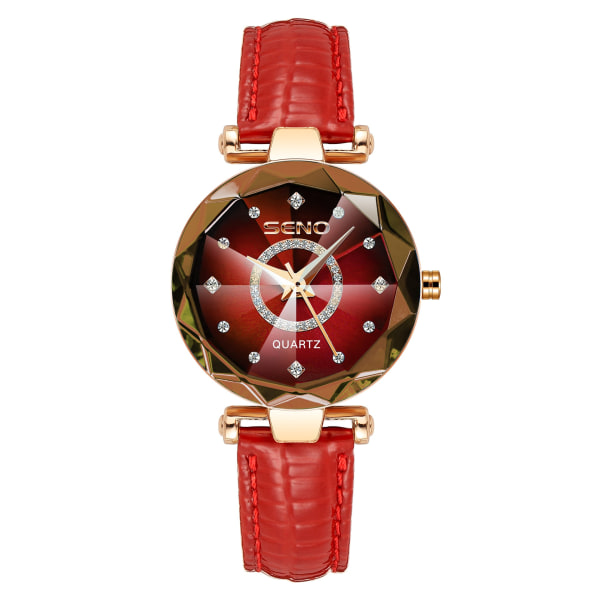 Ocean Heart Brand Stjernebesat Himmel Diamant Overflade Lys Multi-Overflade Glas Massiv Stållænke Dame Vandtæt Ur Rose gold elegant purple face