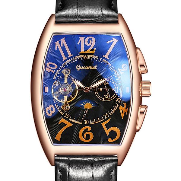 Herrklocka Tonneau Mekanisk Herrklocka Hjul Automatisk Urholkad Mekanisk Klocka Gold shell gold surface