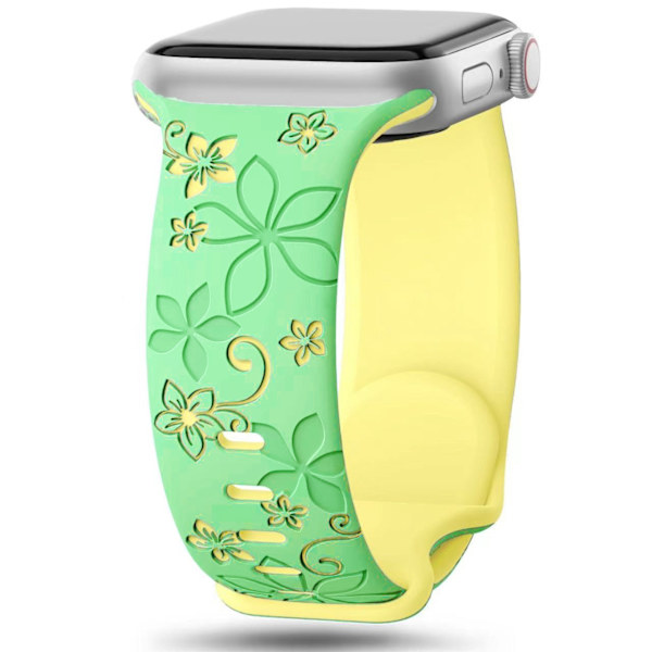 Klockarmband för Apple Watch iWatch 42/44/45/49mm Tvåfärgad Bauhinia grön + gul