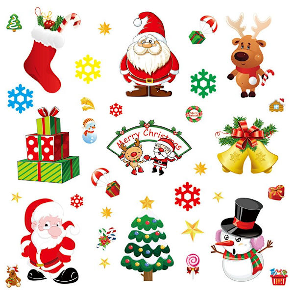 God Jul Dekor Fönsterdekaler Santa Älg Väggdekal För Jul Hem Dörr Fönsterdisplay Dekor Gott Nytt År 2023 Style9