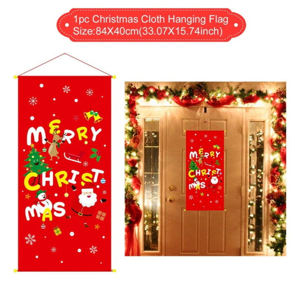 Jule dørhængende flag Glædelig Jul Dekoration til hjemmet 2021 Julepynt Cristmas Navidad Xmas Gaver Nytår 2023 Hanging Flag 4
