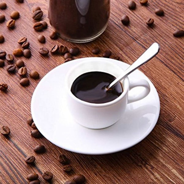 Sett med 12 Ovale Kaffeskjeer i Rustfritt Stål Små 13cm