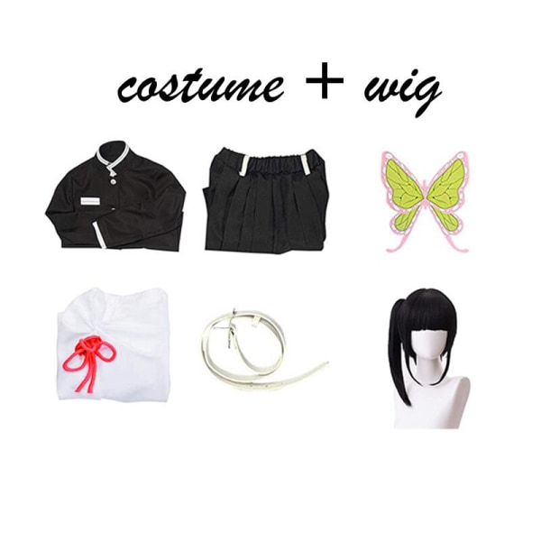 Demon Slayer Tsuyuri Kanawo Cosplay Kostym Kimetsu No Yaiba Kimono Uniform Peruk Halloween Kostymer för kvinnor Män Barn style1 5T-110