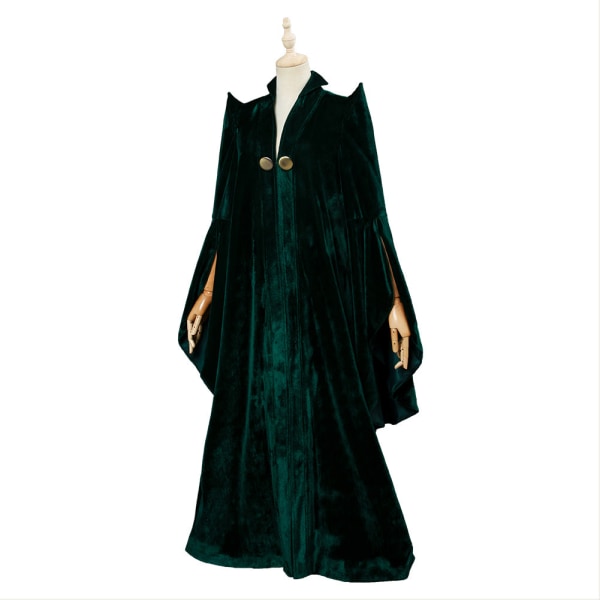 Professor Mc Gonagall Cosplay Kostym Grön Kappa Mantel Klänning Rock Outfits Halloween Kostymer Ankomst Female Size L