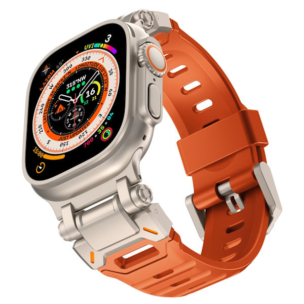 Kellon ranneke Apple Watch iWatch 42/44/45/46 10. sukupolvi/49mm Explorer -malli fluorikumi-titaani oranssi + paperilaatikkopakkaus