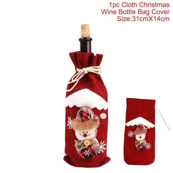 Christmas Wine Bottle Cover God Juldekorationer för hem Juldekoration nyår Xmas Navidad presenter 23