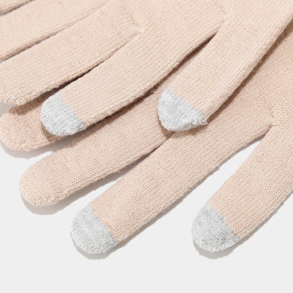 Stickad Mössa Halsduk Handskar Tredelat Utomhus Förtjockad Varm Pälsbollsmössa Khaki