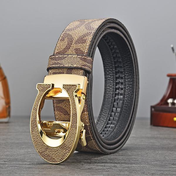 High-End Business Casual Herre Automatisk Spænde Bælte All-Match Herre Buksebælte Veneer B Buckle silver long grid 115cm