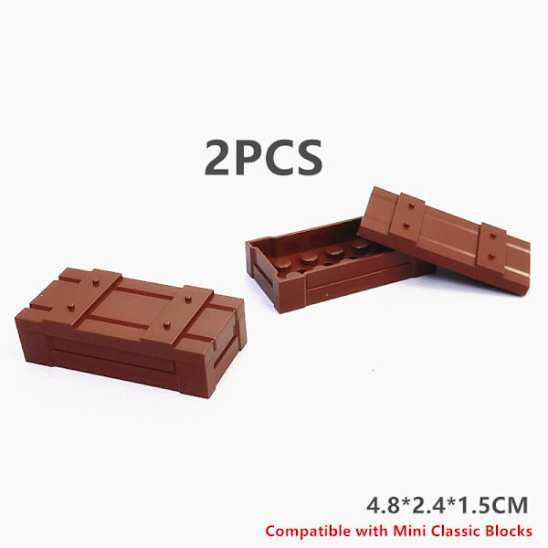 MOC Militär Container Byggklossar Låda för Pojkar WW2 Krigsbas Tekniska Byggklossar Kreativa DIY Juguete Bloques Brinquedos 2weaponbox-brown