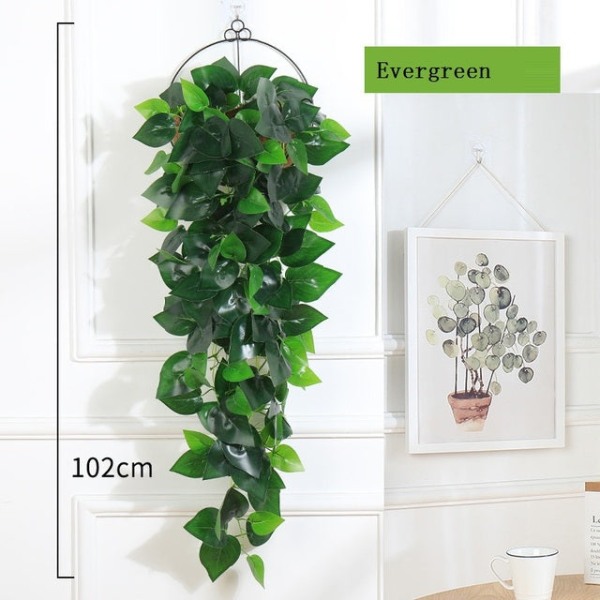 100 cm kunstige planter hængende vinstokke bryllup have dekoration falsk plante indretning til væg grønne blade vinstokke dekoration No hanging pot Yellow