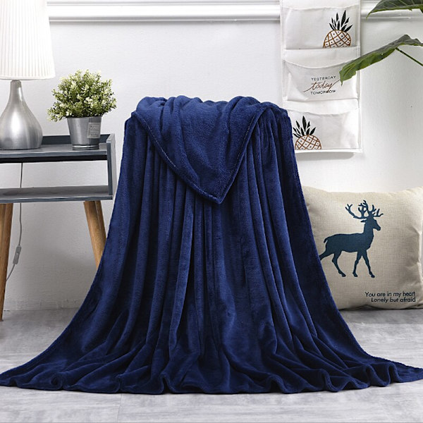 Mjuk Varm Korall Fleece Filt Vinterlakan Överkast Sofffilt 230Gsm 8 Storlekar Lätt Tunn Maskintvättbar Flanellfilt Lake blue 120x200cm