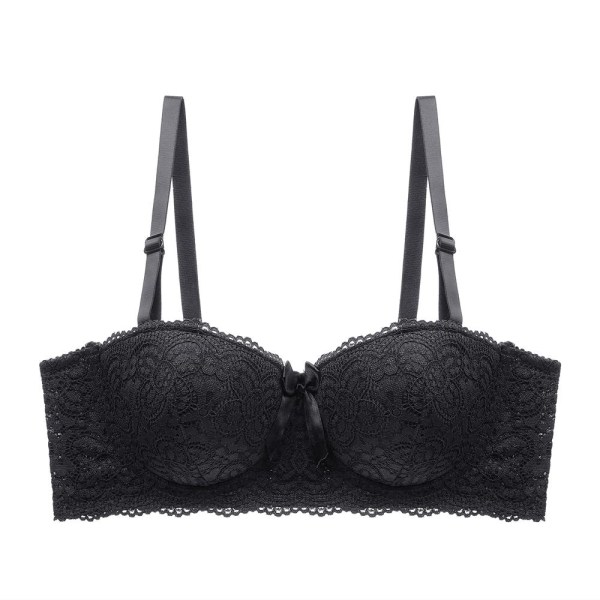 Damer Secret Sexig Demi Balkong BH för kvinnor Spets Bomull Bralette Bygel Plus Size Black 80C