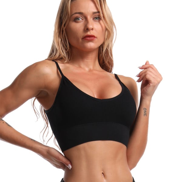 Yoga BH utan Bygel Dam Tube Top Underkläder för Dam Gym 1457 Black Free Size