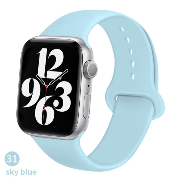 Silikonrem för Apple Watch -band 6 44mm 42mm 40mm 38mm Smart armband av gummi iWatch-band för Series 6 SE 5 4 3 2 se ice blue 42MM or 44MM ML