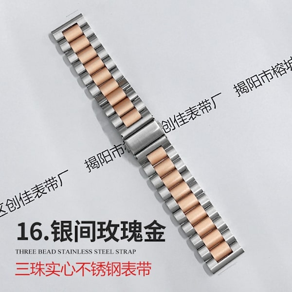Klockarmband för Apple Watch iWatch S10: 46mm 6 tre-pärl solid silver roséguld