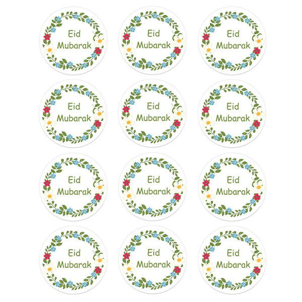 24/48 st EID Mubarak Decor Stickers Ramadan Mubarak Dekoration Islam Muslim Festival Favor Gift Etiketter HAJJ Ramadan Kareem I 24pcs